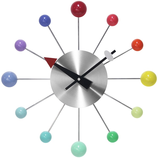 Infinity Instruments Orb Spoke -15in Round Wall Clock, Open Face Design, Metal Spokes with Rainbow Orbs 15353RB - main